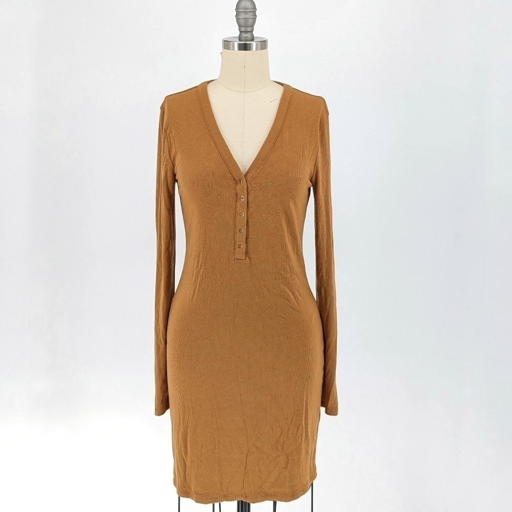 Gianni Bini Knit Dress Orange S fall basic classic comfy v neck stretchy 90s